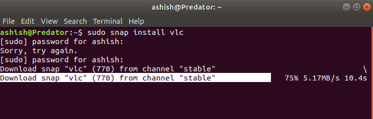 Installing VLC from the Terminal